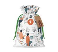 I Love The 90s Illustration Christmas Drawstring Gift Bag Santa Sack With Cards