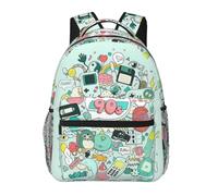 I Love The 90s Illustration Print Casual Daily Bookbag, 20 * 29 * 40cm Durable Basic Backpack For Travel And Vacation Classics Daypack
