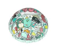 I Love The 90s Illustration Print Premium Double Layer Shower Cap For Women With Reusable Shower Cap For Hair - Waterproof Plastic Cap - Shower Caps For Long, Short And Curly Hairs