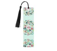 I Love The 90s Illustration Print Wooden Bookmark Bookmarks with Tassels Book Marks for Reading Hardcover Books Notebooks