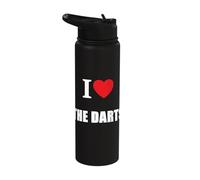 I Love The Darts Dart Player Watching Television Stainless Steel Insulated Water Bottle