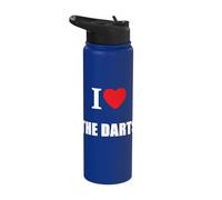 I Love The Darts Dart Player Watching Television Stainless Steel Insulated Water Bottle