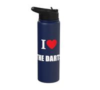 I Love The Darts Dart Player Watching Television Stainless Steel Insulated Water Bottle