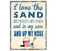 I Love The Sand Between My Toes Ocean Sea Waves Beach Retro Metal Sign 12"x8"