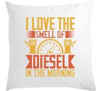 I Love The Smell Of Diesel In The Morning Mechanic Car Garage Slogan White Pillow 40x40cm With Filler White