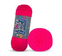 I Love This Yarn 4 - Medium Yarn for Crocheting & Knitting - Soft Yarn Skein - 355 Yards of Acrylic Yarn for Crocheting Blankets, Hats, & More - Craft Supplies for Handcrafting Accessories, Pink Neon