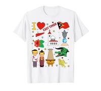 I Love Timor Leste. Hand Drawn Landmarks, East Timor map T-Shirt, Men, White, Small