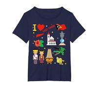 I Love Timor Leste. Hand Drawn Landmarks, East Timor map T-Shirt, Women's Plus, Navy Blue, 2X
