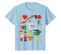 I Love Timor Leste. Hand Drawn Landmarks, East Timor map T-Shirt, Youth, Baby Blue, Medium