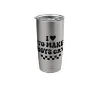 I Love to Make Boys Cry Checkered Racing Wavy Text Stainless Steel Insulated Tumbler