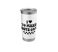 I Love to Make Boys Cry Checkered Racing Wavy Text Stainless Steel Insulated Tumbler