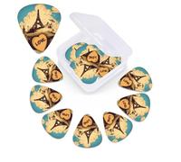 I Love to Travel Guitar Picks Set of 12 with Custom Organizer Storage Box, Guitar Accessories, Ukulele for Acoustic Guitar, Bass, Valentine's Day Gift