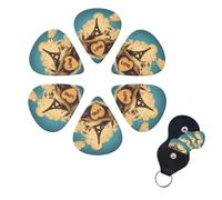 I Love to Travel Guitar Picks Set of 6 with Custom Guitar Organizer Storage Box for Men Women Guitar Accessory Ukulele for Acoustic Guitar Bass