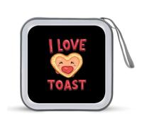 I Love Toast Portable CD Case 40 Capacity DVD Collection Holder Zipper Storage Wallet for Car Home Travel