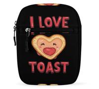 I Love Toast Unisex Multi Purpose Mini Crossbody Bag Waterproof Small Shoulder Purse for Work Travel Shopping