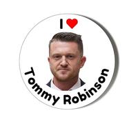 I Love Tommy Robinson - Red Heart - 6 x 87mm (3.4 inches) Stickers