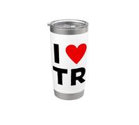I Love TR Initials First Last Name Personalised Red Heart Stainless Steel Insulated Tumbler