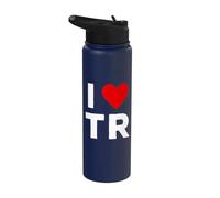 I Love TR Initials First Last Name Personalised Red Heart Stainless Steel Insulated Water Bottle