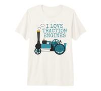 I Love Traction Engines, Steam Tractor Enthusiast (Blue) Premium T-Shirt