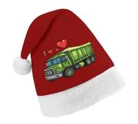 I Love Trash Garbage Trucks Christmas Hats Patterned Santa Hat New Year Festive Holiday Party Supplies Adult