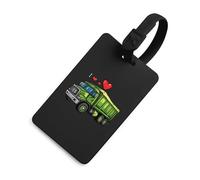 I Love Trash Garbage Trucks Luggage Tag for Suitcase Cute ID Tags Travel Baggage Identifier Labels Black-Style