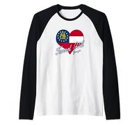 I Love Tunnel Hill Georgia State Flag in Heart Novelty Raglan Baseball Tee