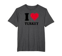 I Love Turkey T-Shirt, Men's Big and Tall, Dark Heather Grey, 2X Tall