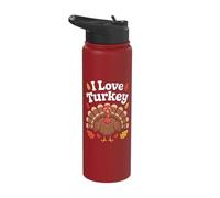 I Love Turkey Thanksgiving Celebration Fun Stainless Steel Insulated Water Bottle