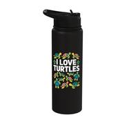 I Love Turtles Cute Colorful Sea Creatures Stainless Steel Insulated Water Bottle