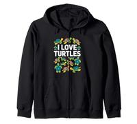 I Love Turtles Cute Colorful Sea Creatures Zip Hoodie
