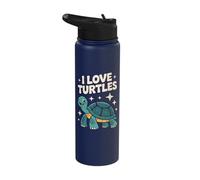 I Love Turtles Cute Turtle Design Stainless Steel Insulated Water Bottle