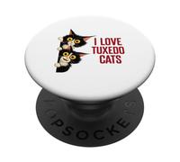 I Love Tuxedo Cats Mom Dad Mother's Day Father's Day Kids PopSockets Adhesive PopGrip