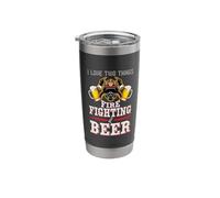 I Love Two Things Firefighting Beer Firefighter Fireman Stainless Steel Insulated Tumbler
