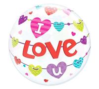 I Love U Hearts 22"/56Cm Bubble Balloon