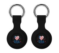 I Love U.S.A Compatible with AirTag Silicone Protective Case with Keychain Dustproof Anti Loss GPS Tracker Holder