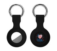 I Love U.S.A Compatible with AirTag Silicone Protective Case with Keychain Dustproof Anti Loss GPS Tracker Holder