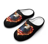 I Love U.S.A Cotton Slipper Anti-Skid Comfortable Cozy Plush Slippers Indoor House Closed Toe Shoes 9-10（40-41）
