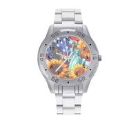 I Love U.S.A Men's Wrist Watches Stainless Steel Strap Business Quartz Watch for Daily Wear