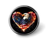 I Love U.S.A Round Brooch Pins Lapel Tie Badge Metal Memorial Button Pin Kit for Hat Shirt Clothing Bags Decor