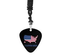 I Love U.S.A Vintage Pick Necklace Guitar Bass Pick Pendant &B Steel Music Jewelry for Music Lovers