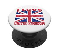 I Love UK - Grunge British Flag Red, White, and Blue Novelty PopSockets Adhesive PopGrip