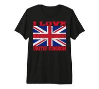 I Love UK - Grunge British Flag Red, White, and Blue Novelty Premium T-Shirt