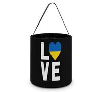 I Love Ukraine Cute Halloween Candy Bucket Reusable Collapsible Candies Basket Fabric Tote Bags