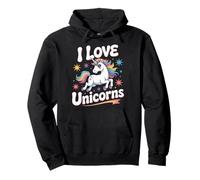 I Love Unicorns Fantasy Pastel Stars Pullover Hoodie