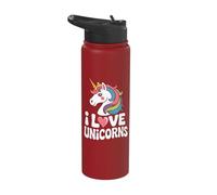 I Love Unicorns Rainbow Fantasy Delight Stainless Steel Insulated Water Bottle