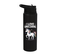 I Love Unicorns Rainbow Fantasy Fun Stainless Steel Insulated Water Bottle