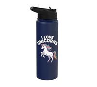 I Love Unicorns Rainbow Magical Fantasy Stainless Steel Insulated Water Bottle