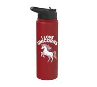 I Love Unicorns Rainbow Magical Fantasy Stainless Steel Insulated Water Bottle