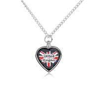 I Love United Kingdom Novelty Pet Urn Necklace Ash Holder Cremation Keepsake Memorial Jewelry
