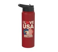 I Love USA Eagle Patriotic American Pride Stainless Steel Insulated Water Bottle